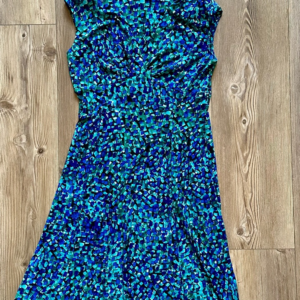 Ralph Lauren Blue and Green Patterned Midi Dress